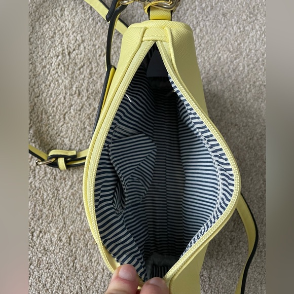 Yellow Christian Lacroix Cross Body Faux Leather Purse with Gold Metal - Picture 5 of 11